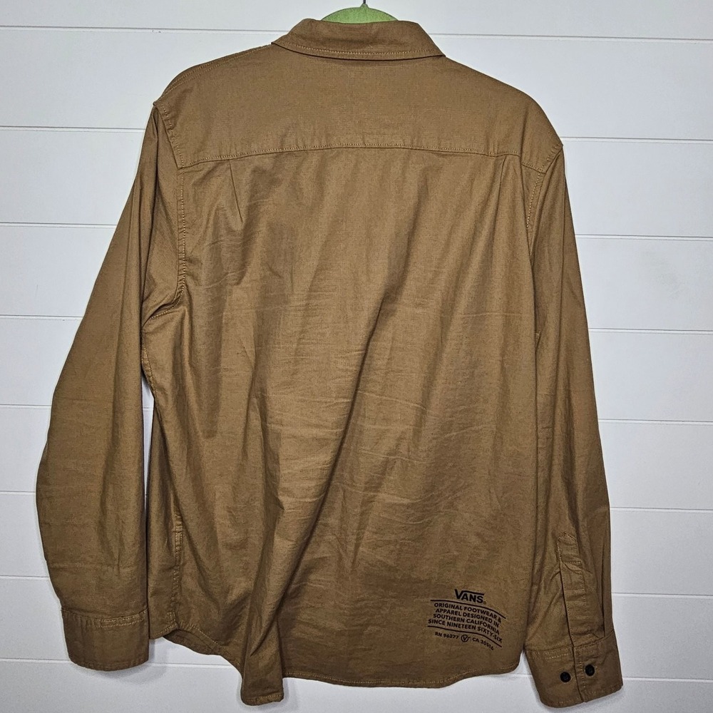 Vans Casual Button-Down Shirt Men's Medium Tan Cotton Blend - Picture 7 of 8